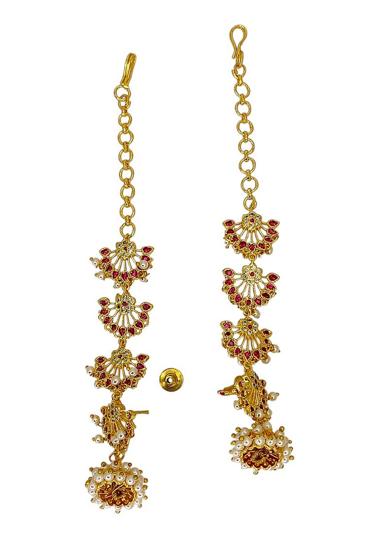 Golden Alloy Earrings - Indya