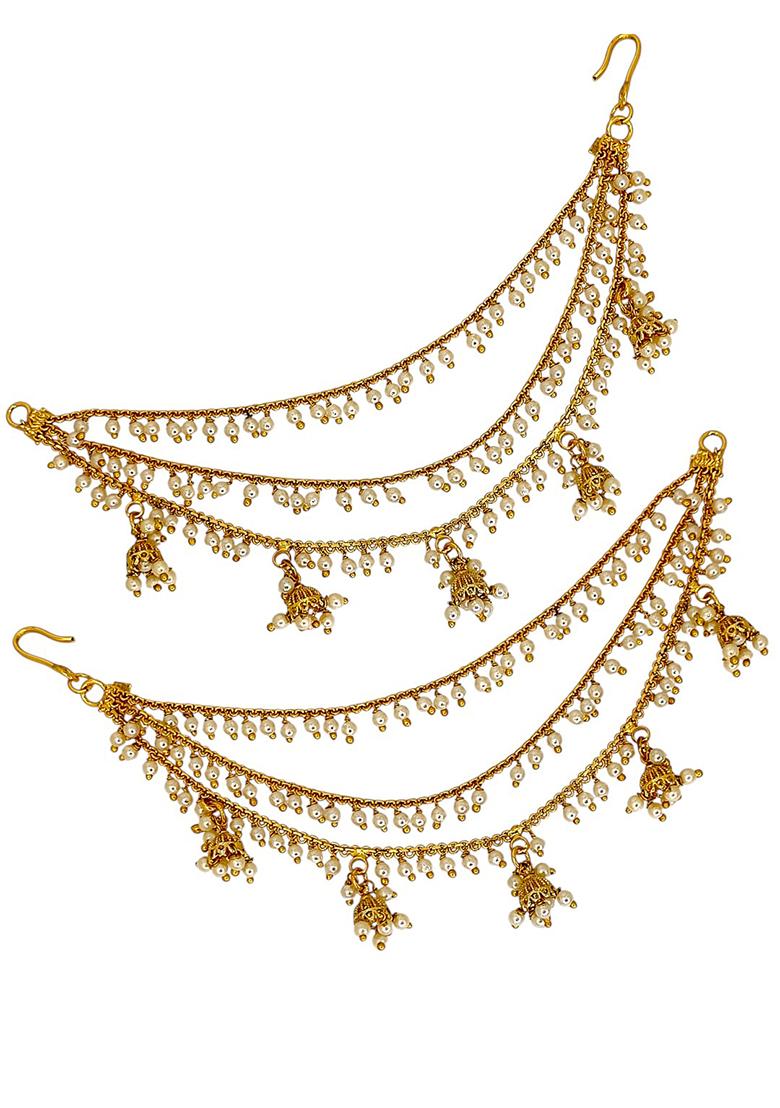 Golden Alloy Ear Chain - Indya