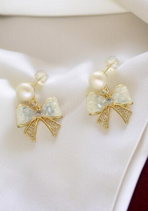 White Alloy Earrings