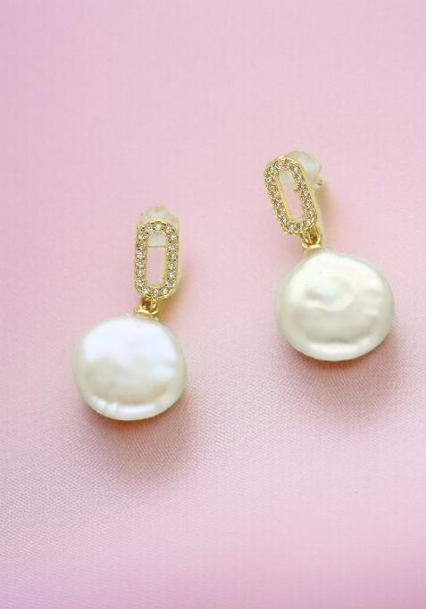 White Alloy Earrings