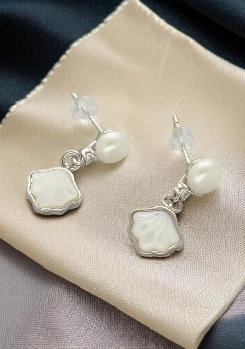 White Alloy Earrings
