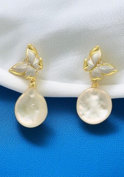 White Alloy Earrings