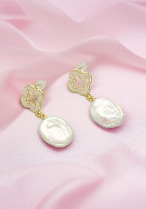 White Alloy Earrings