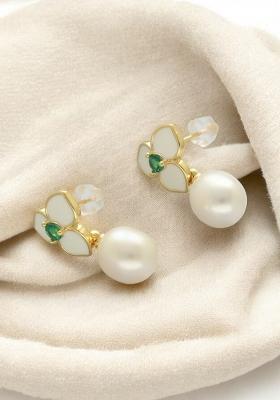 White Alloy Earrings