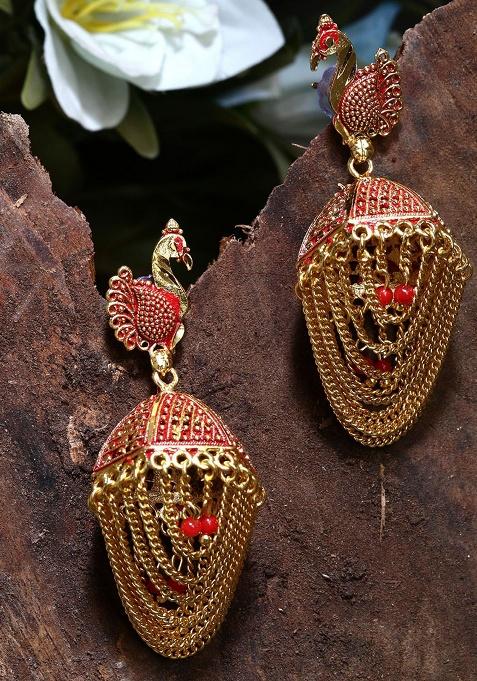 Red Brasso Earrings