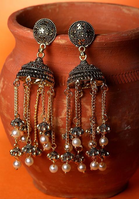 Golden Alloy Earrings