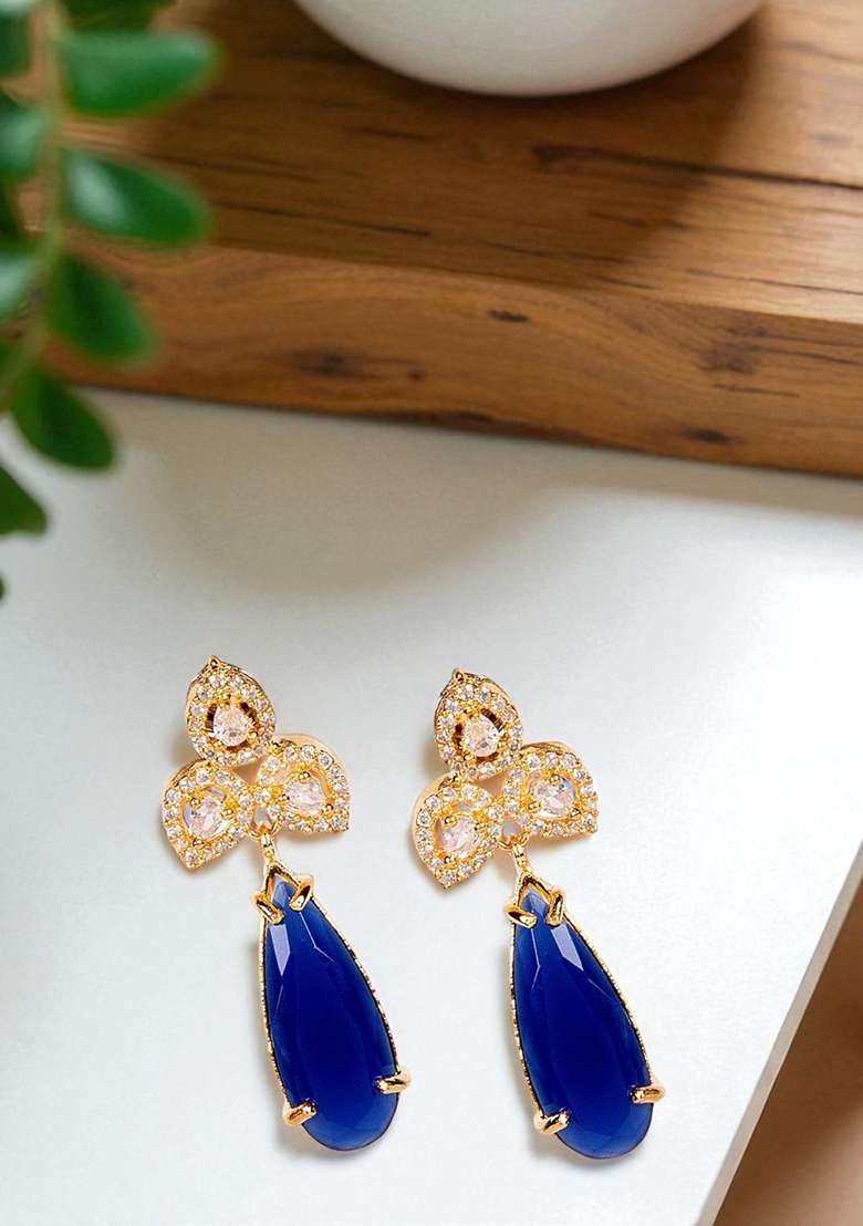 Blue Alloy Earrings - Indya