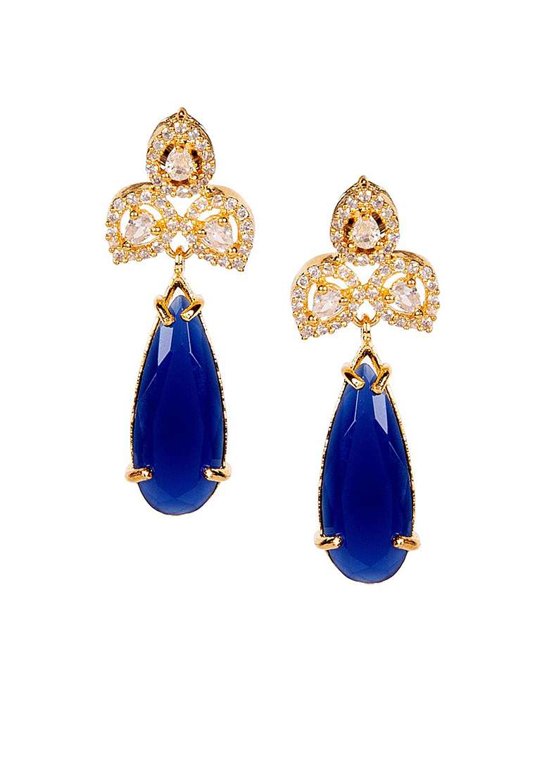 Blue Alloy Earrings - Indya