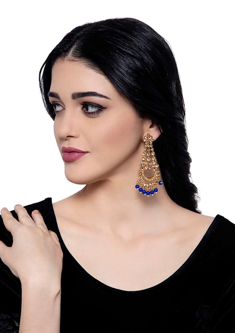 Blue Alloy Earrings - Indya