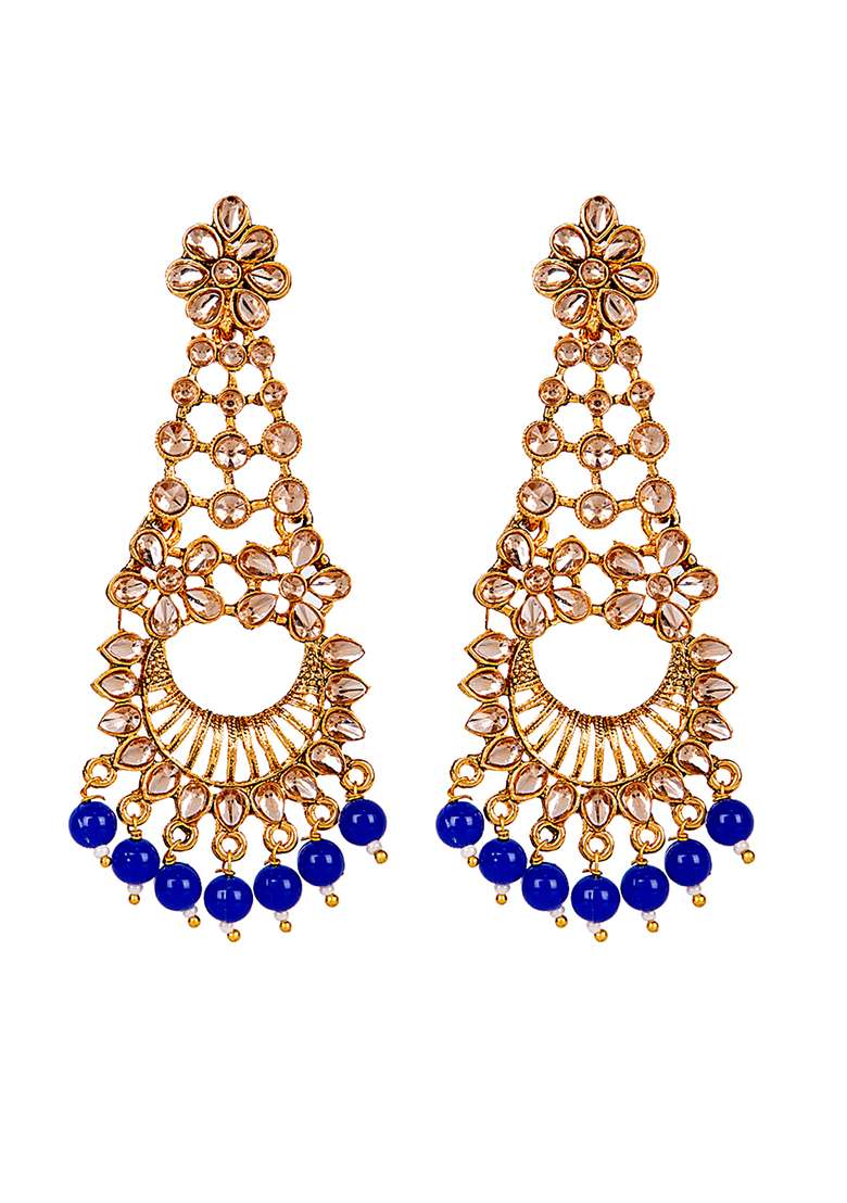 Blue Alloy Earrings - Indya