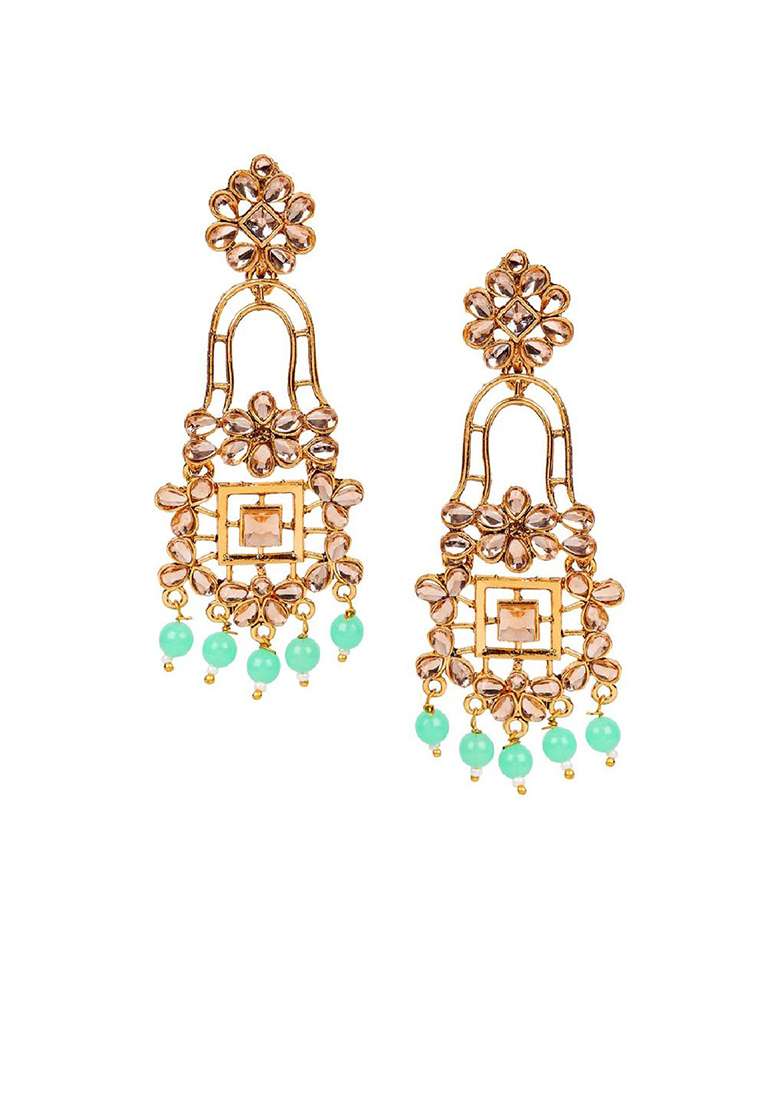 Sea Green Alloy Earrings - Indya