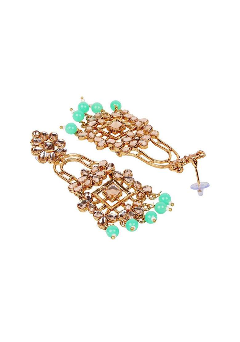 Sea Green Alloy Earrings - Indya