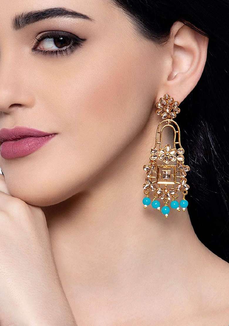 Sky Blue Alloy Earrings - Indya