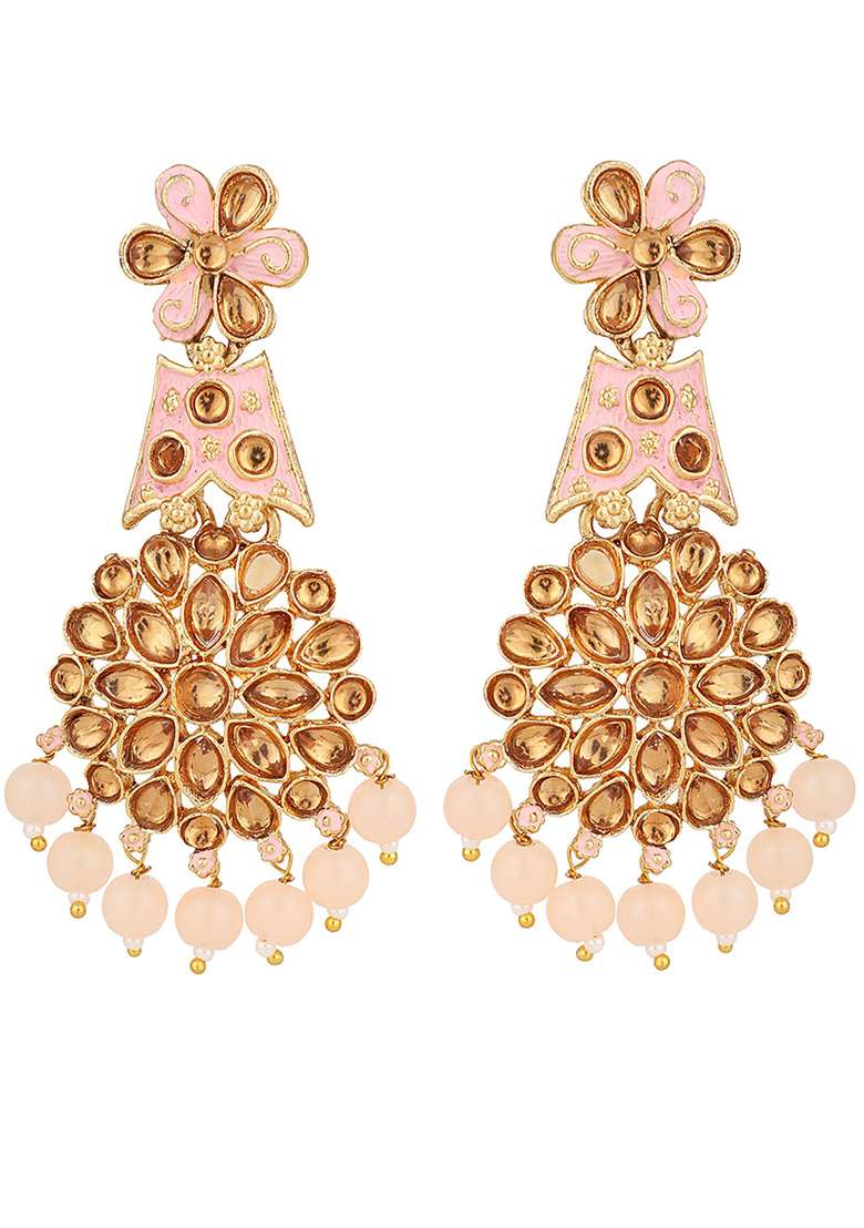Pink Alloy Earrings - Indya