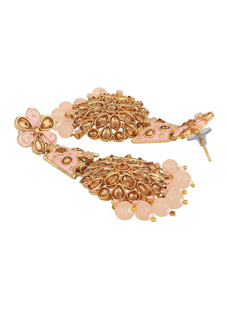 Pink Alloy Earrings - Indya