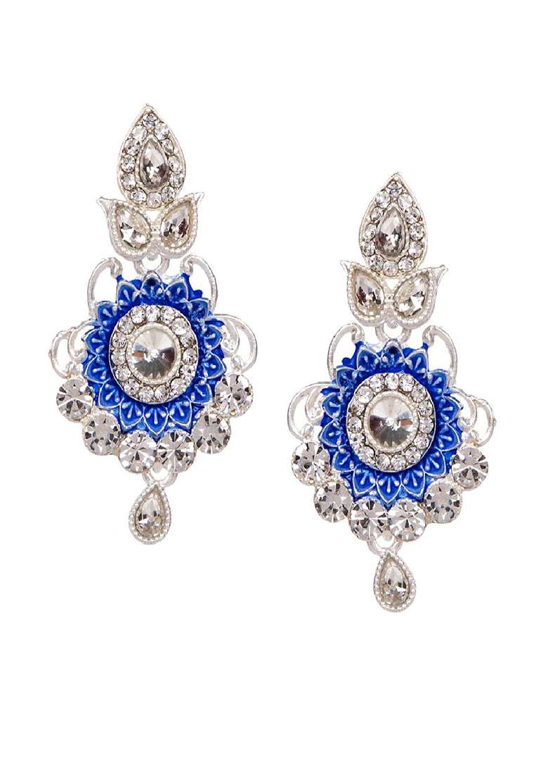 Blue Alloy Earrings - Indya