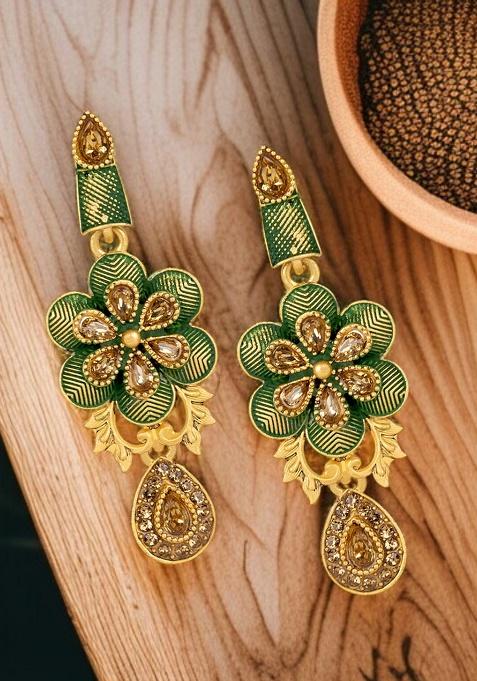 Green Alloy Earrings