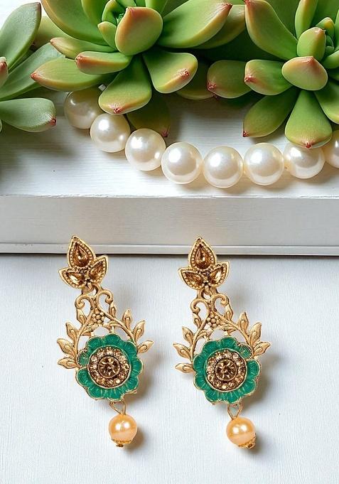 Green Alloy Earrings