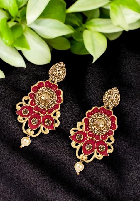 Maroon Alloy Earrings