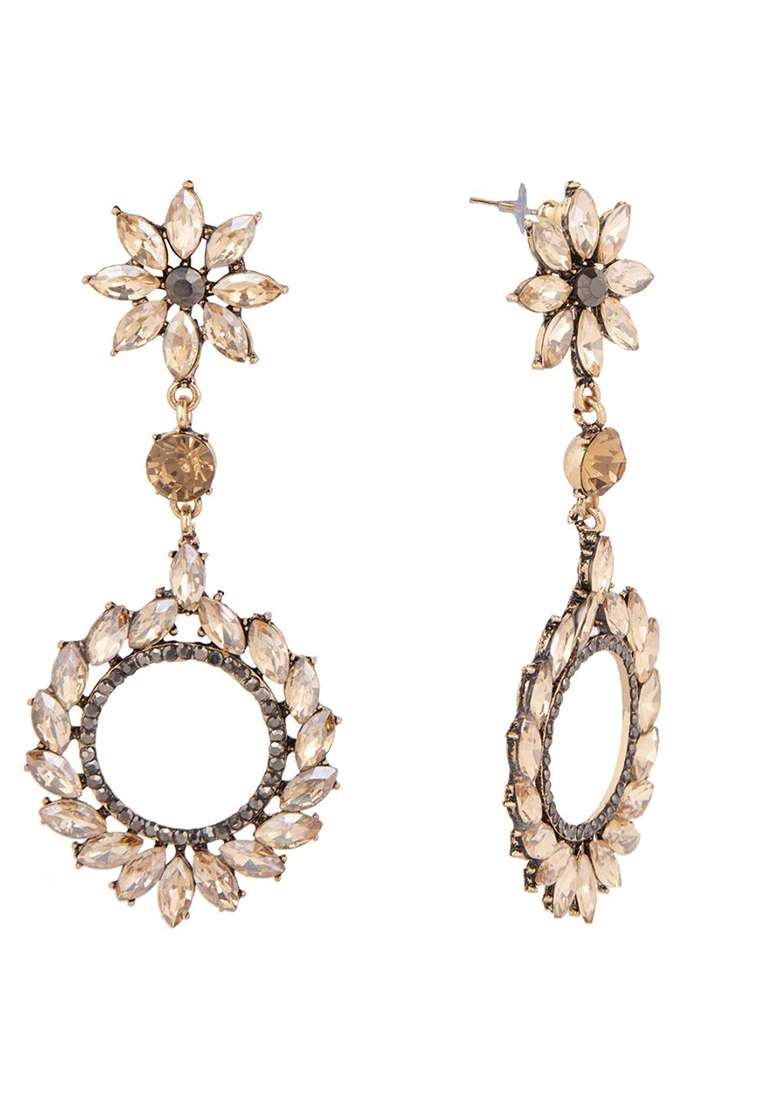 Golden Alloy Earrings - Indya