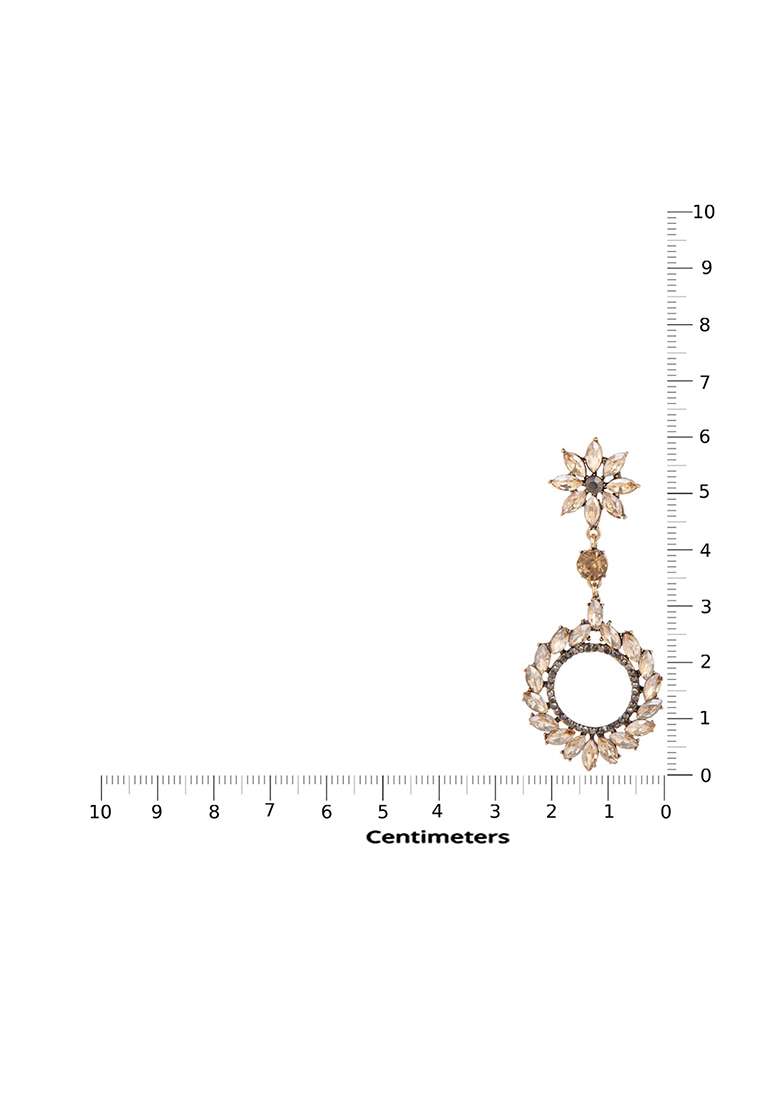 Golden Alloy Earrings - Indya