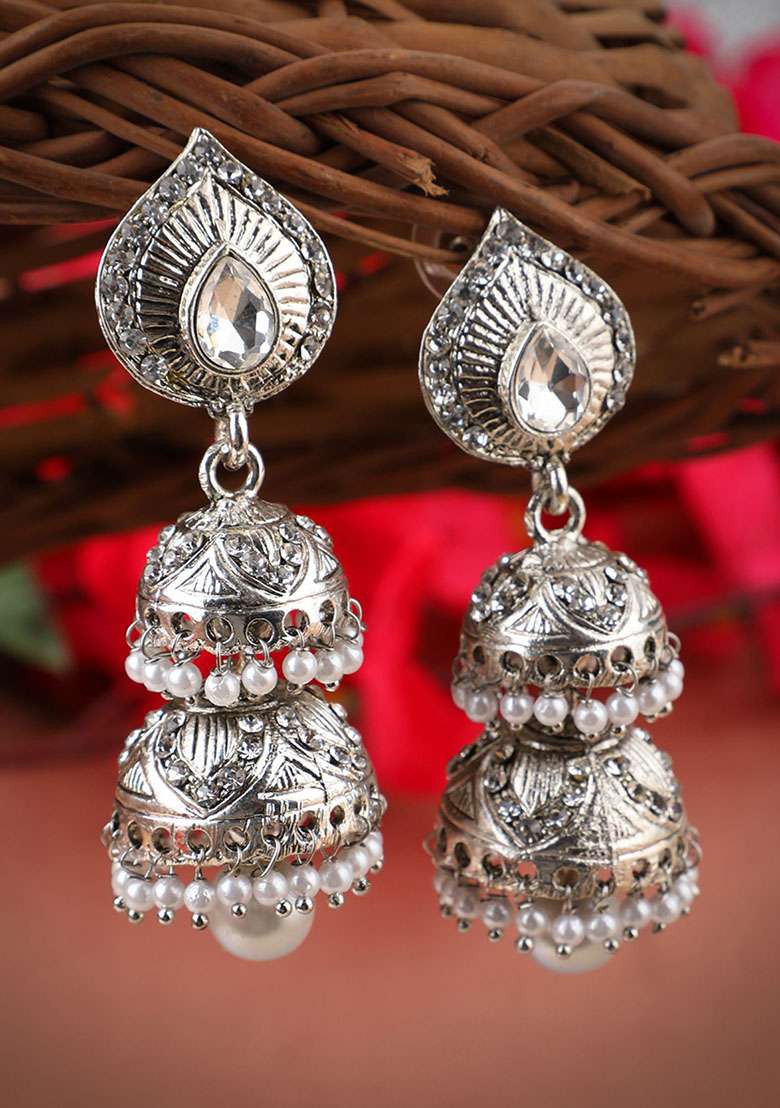 Silver Brasso Earrings - Indya