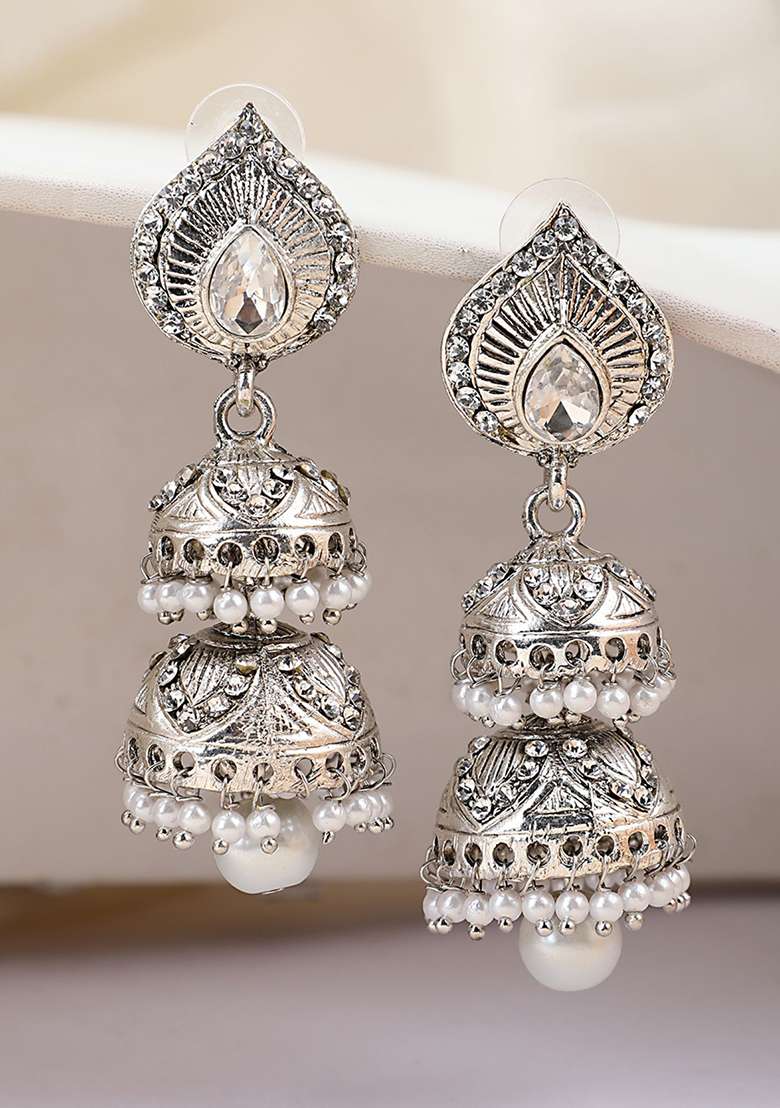 Silver Brasso Earrings - Indya