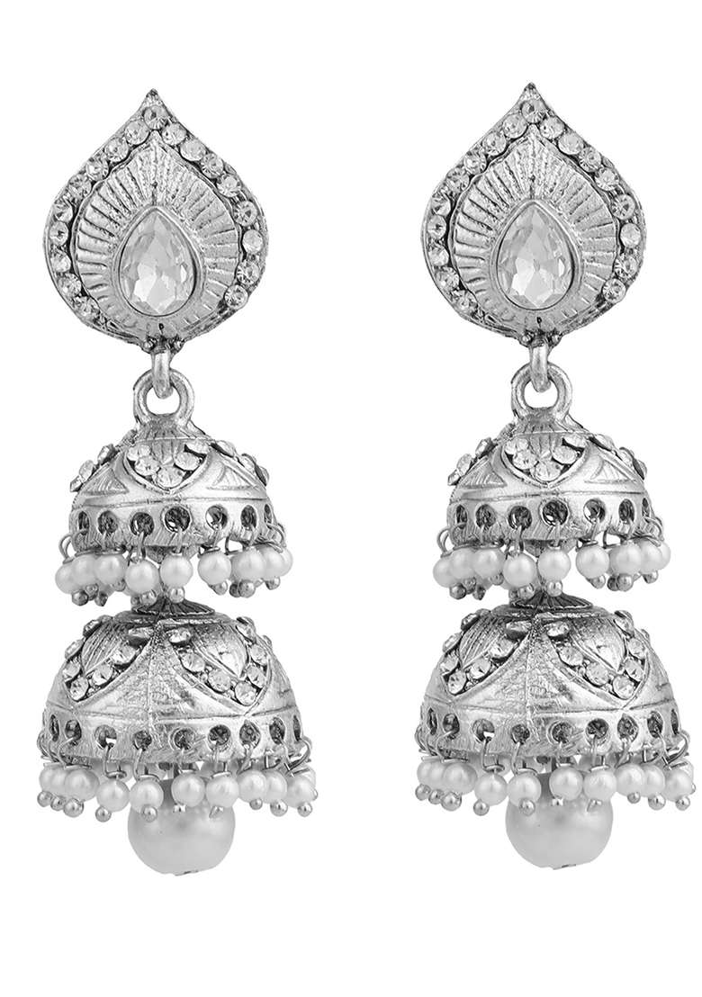 Silver Brasso Earrings - Indya