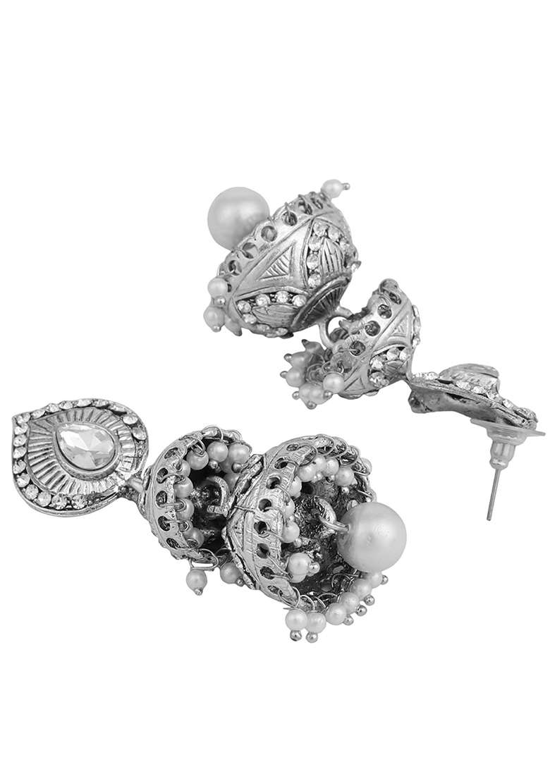 Silver Brasso Earrings - Indya