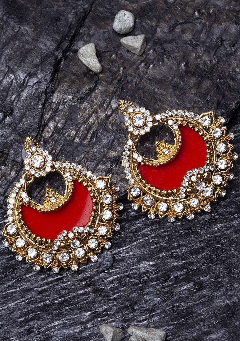Red Brasso Earrings - Indya