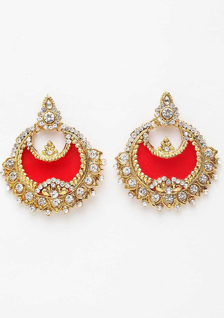 Red Brasso Earrings - Indya
