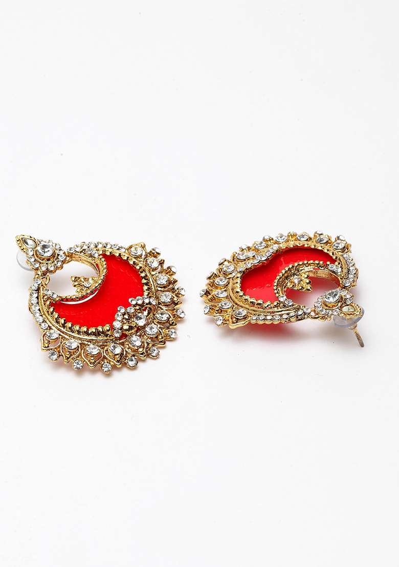 Red Brasso Earrings - Indya