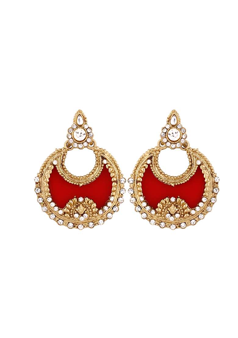 Red Brasso Earrings - Indya