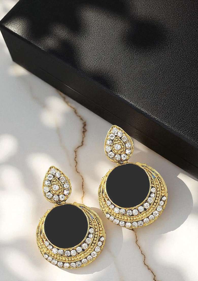 Black Brasso Earrings - Indya