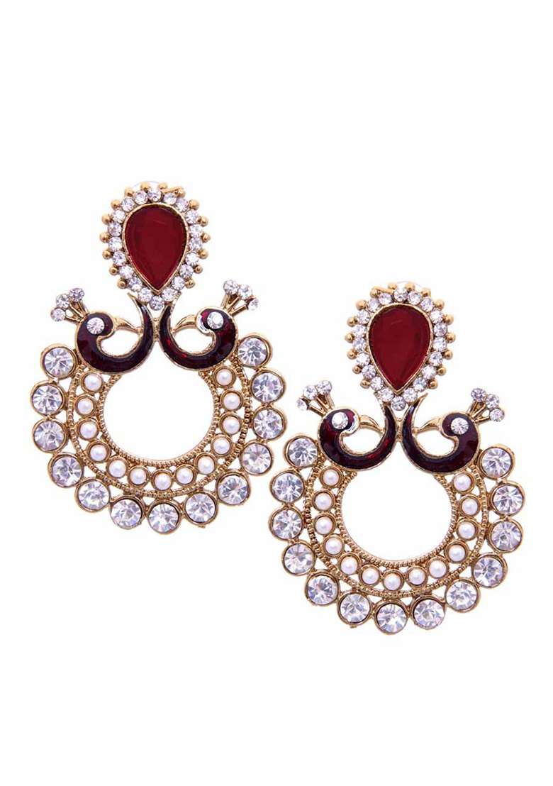 Maroon Brasso Earrings - Indya