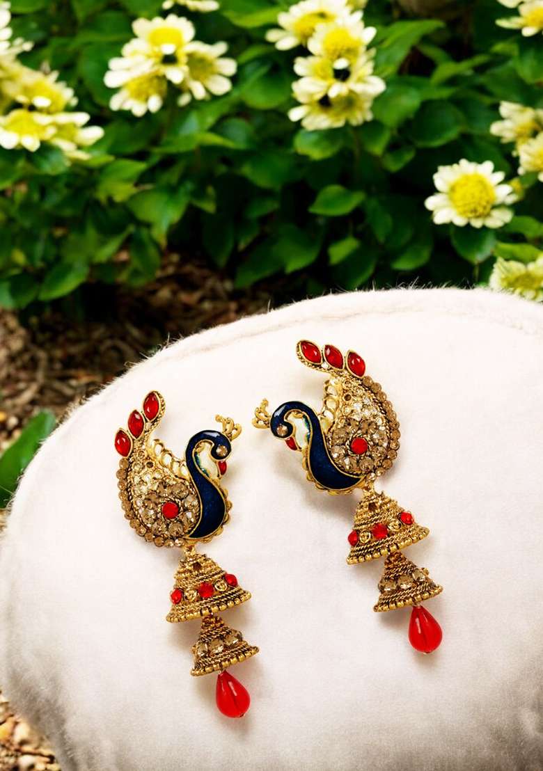 Red Brasso Earrings - Indya