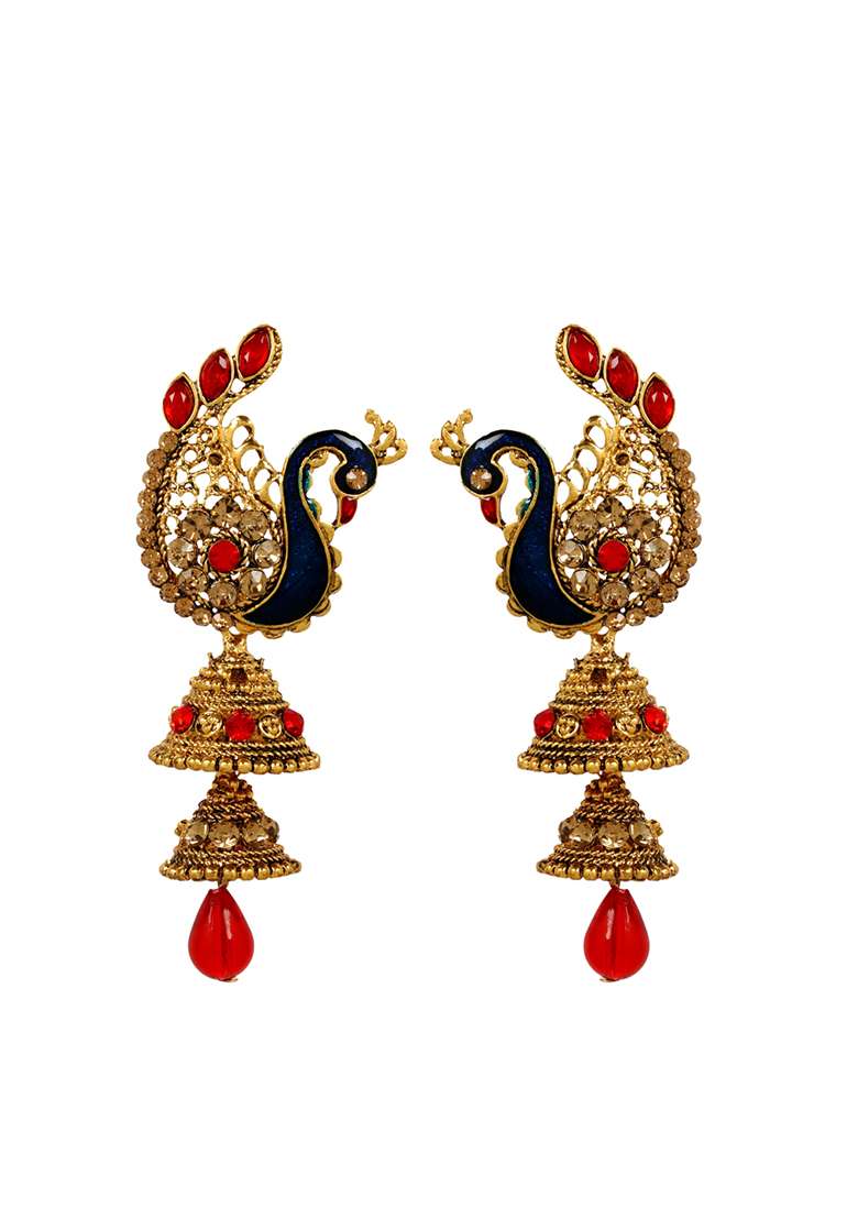 Red Brasso Earrings - Indya