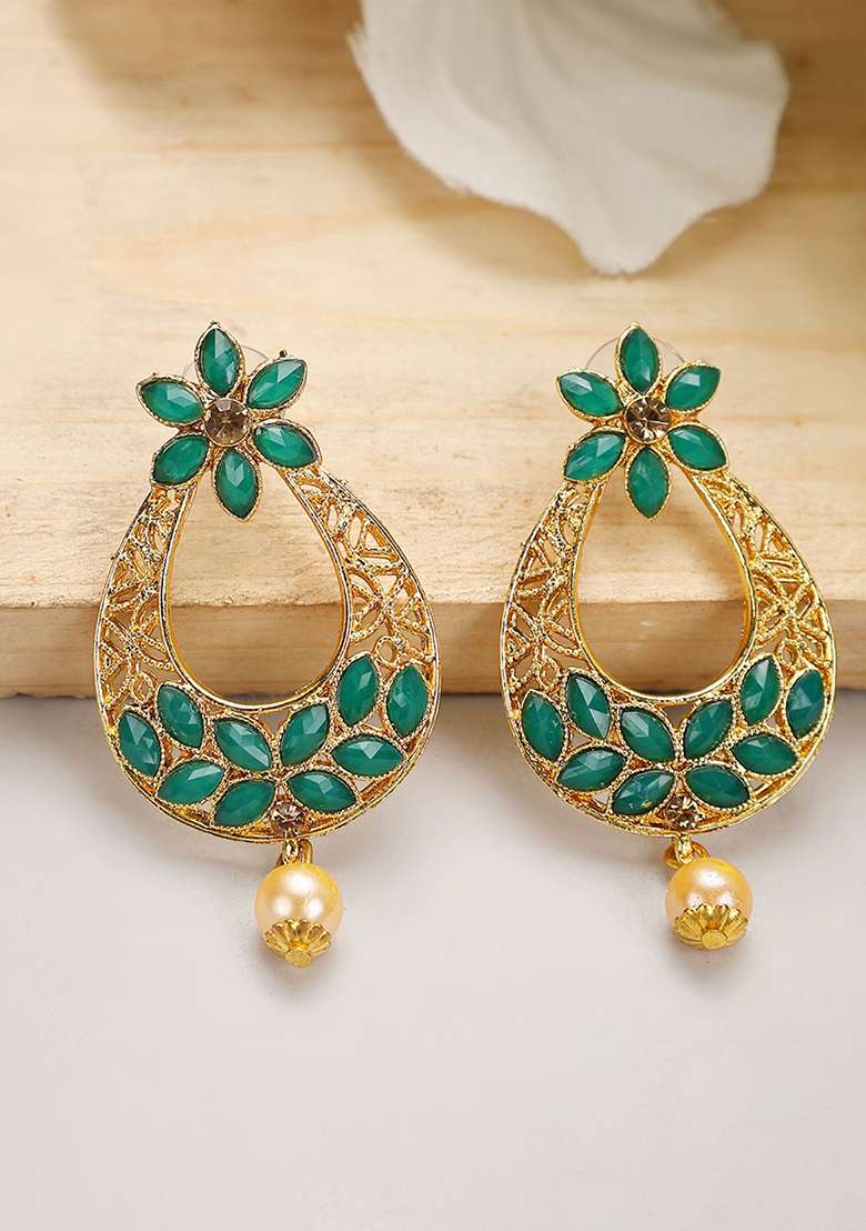 Green Brasso Earrings - Indya