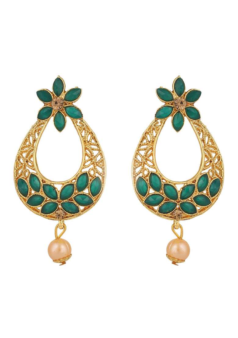 Green Brasso Earrings - Indya