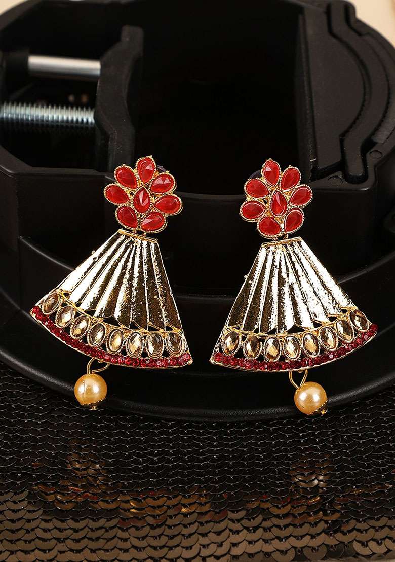 Red Brasso Earrings - Indya