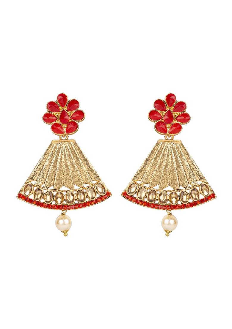 Red Brasso Earrings - Indya