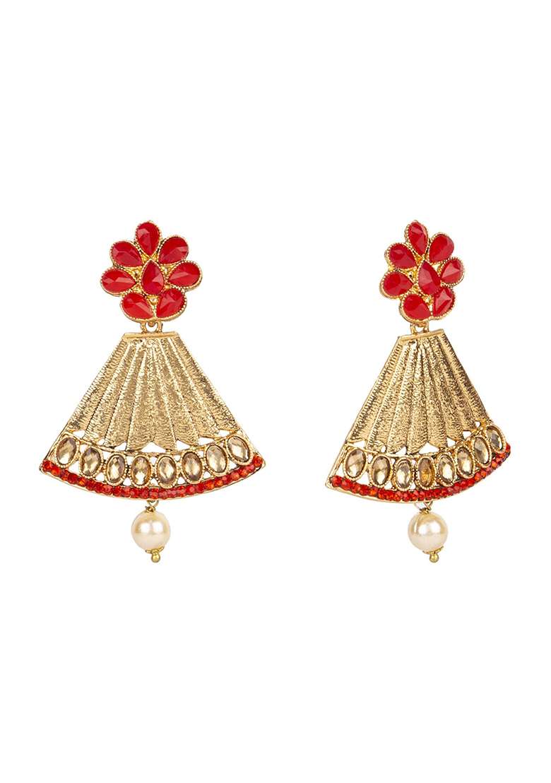 Red Brasso Earrings - Indya