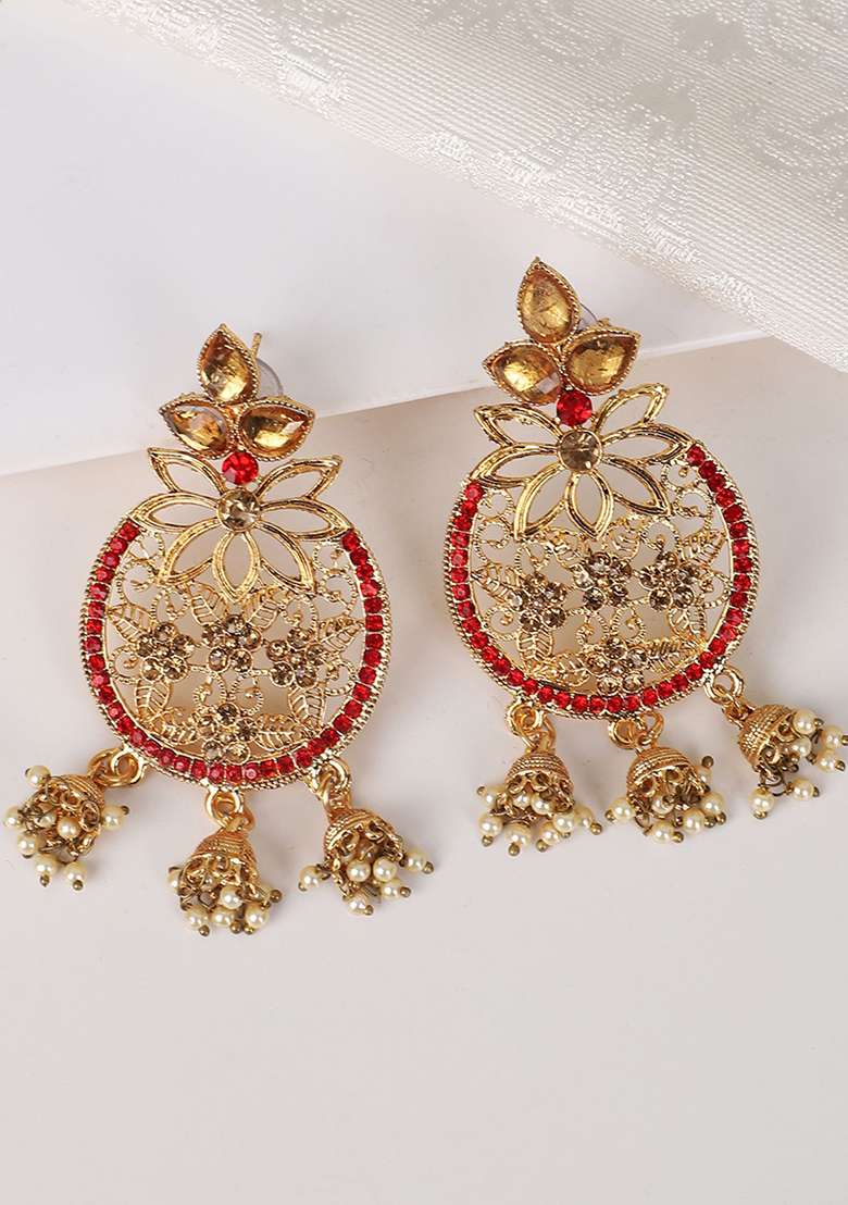 Red Brasso Earrings - Indya