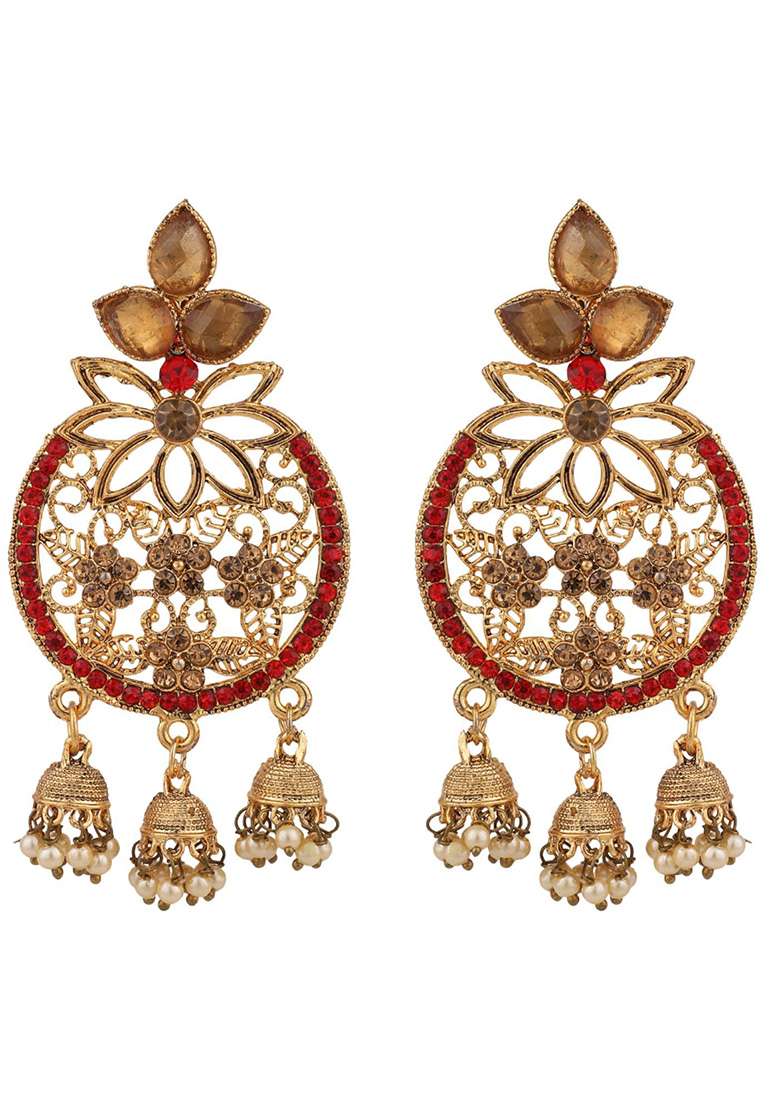 Red Brasso Earrings - Indya