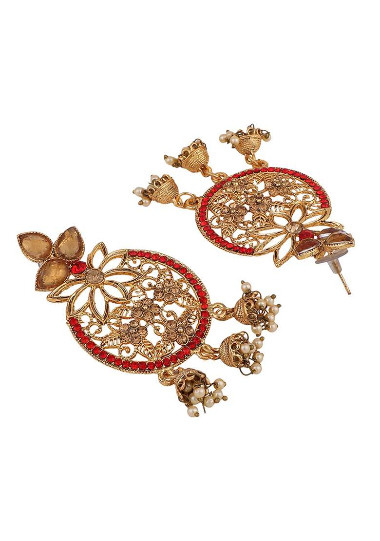 Red Brasso Earrings - Indya