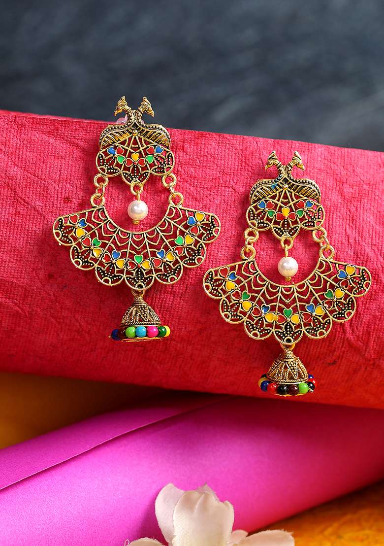 Multicolor Brasso Earrings - Indya