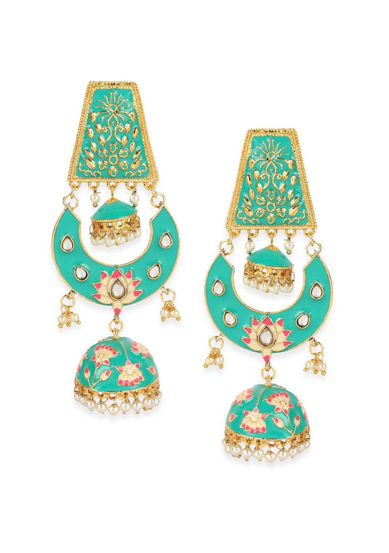 Sea Green Brasso Earrings - Indya