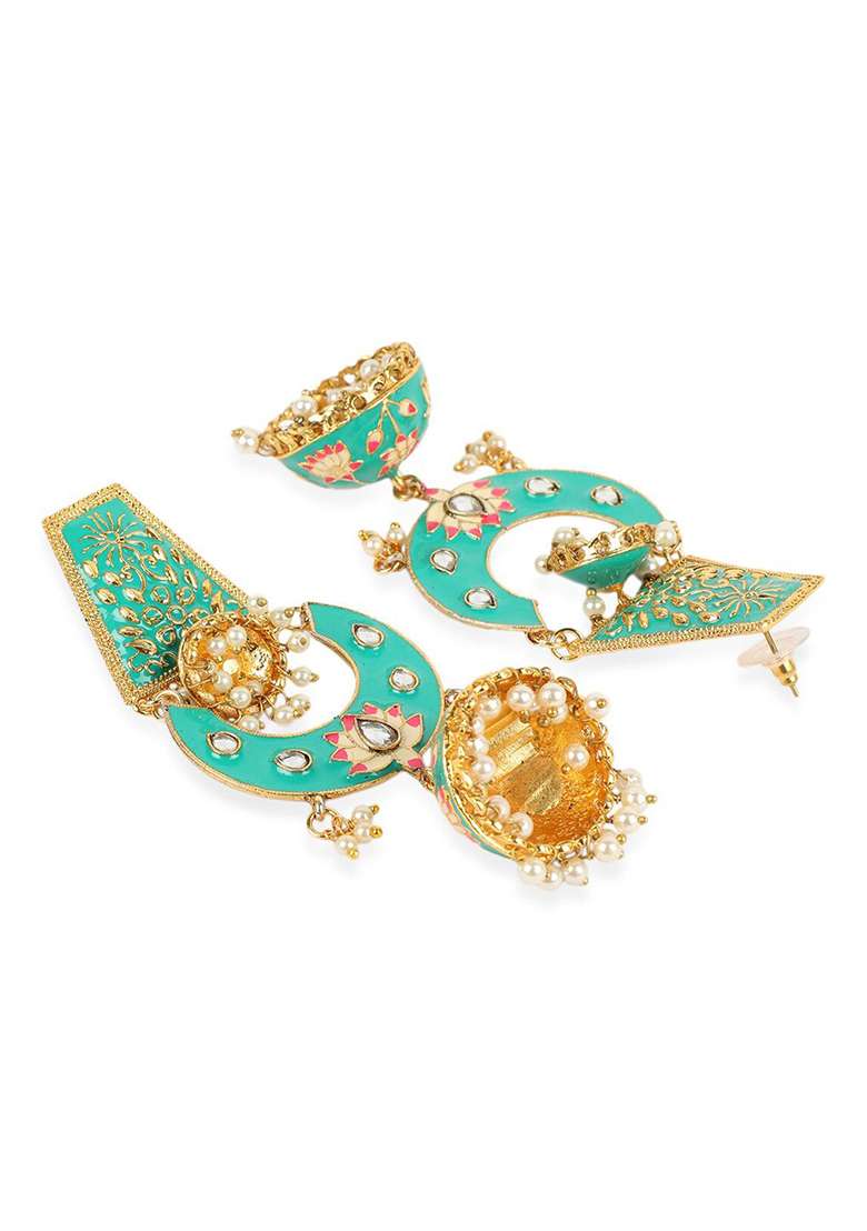 Sea Green Brasso Earrings - Indya