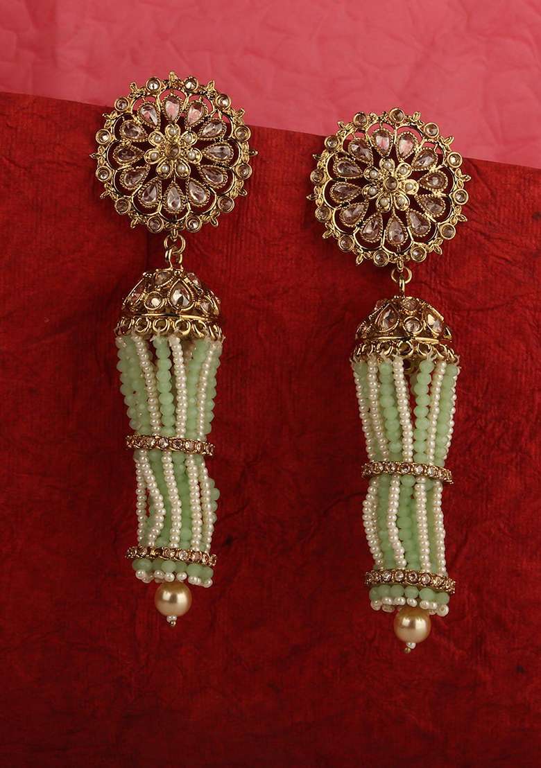 Sea Green Brasso Earrings - Indya