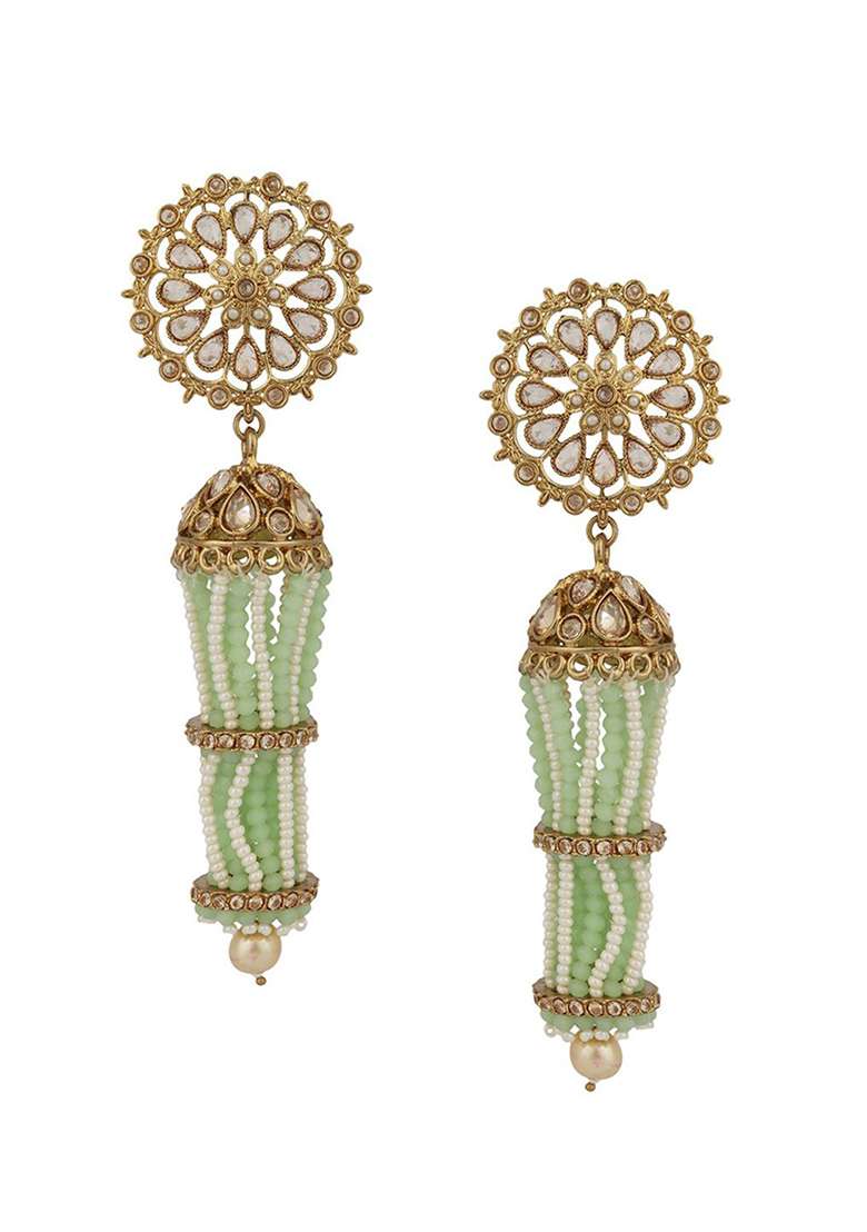 Sea Green Brasso Earrings - Indya